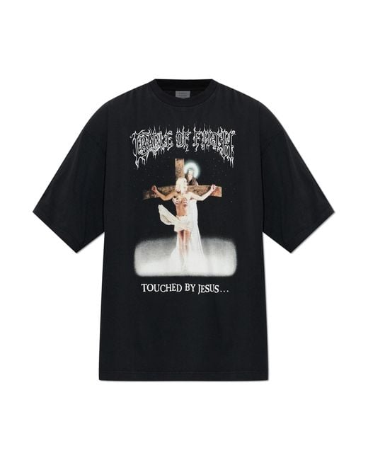 Vetements Black T-Shirt With A Colorful Print for men