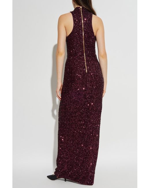 Balmain Purple Sleeveless Sequin Dress