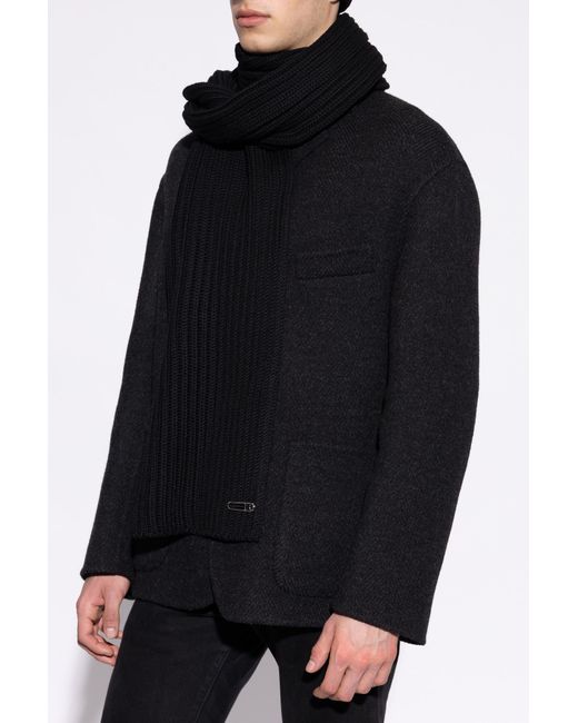 Givenchy Black Wool Scarf With Applique for men