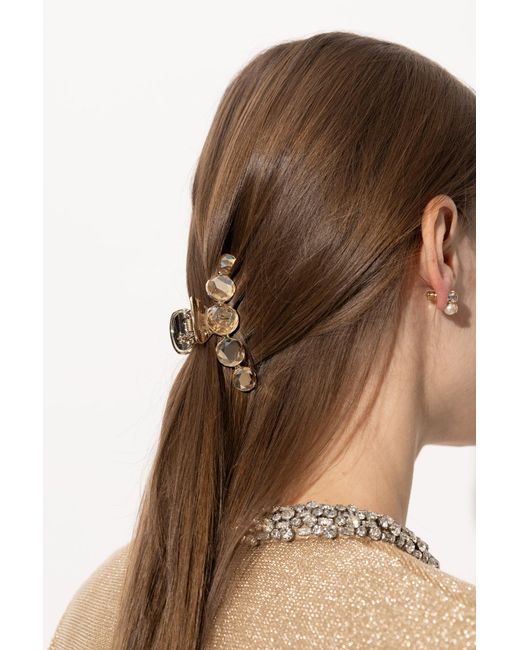 Jimmy Choo White Hair Clip With Shimmering Crystals