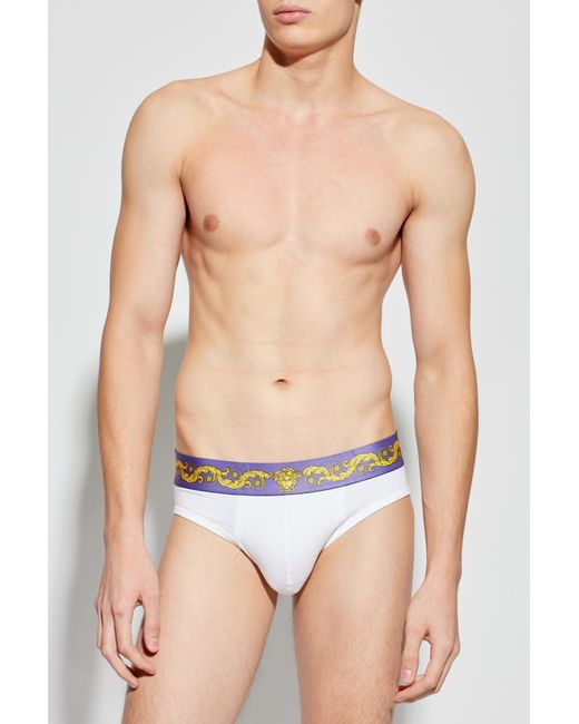 Versace White Briefs With Logo for men