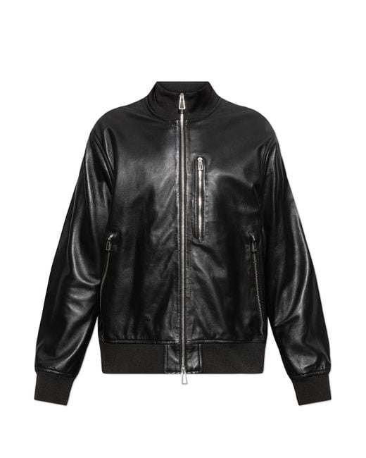 Paul Smith Leather 'Bomber' Jacket in Black for Men | Lyst