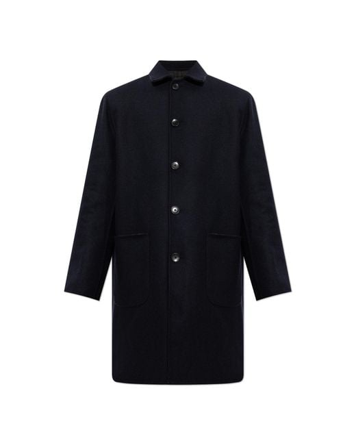 Etro Black Double-Sided Wool Coat for men
