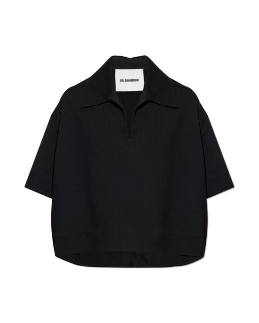 Jil Sander Black Loose-Fit Top With A Sweetheart Neckline