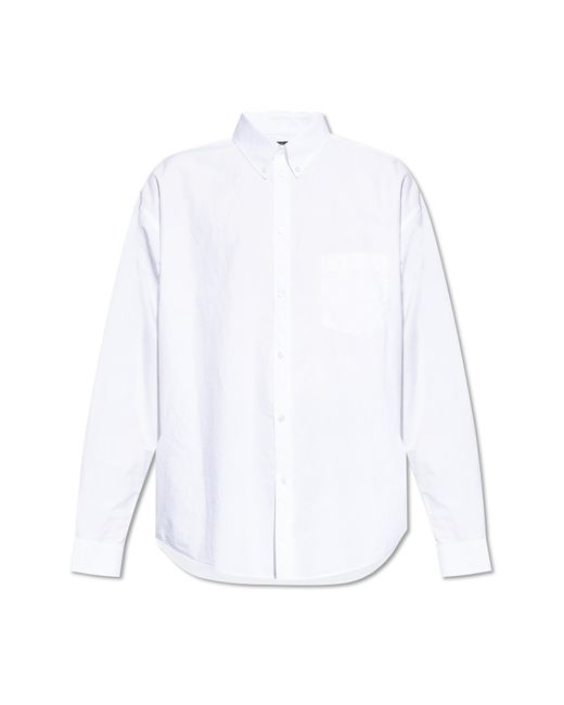 Balenciaga White Cotton Shirt With Pocket for men