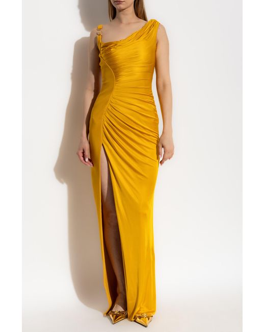 Versace Metallic Draped Dress