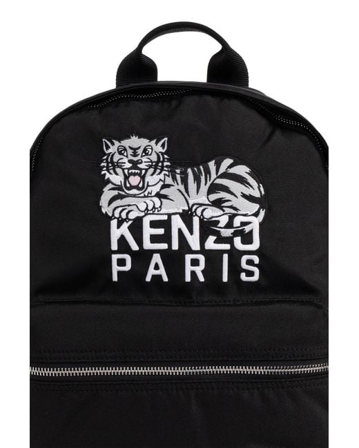 KENZO Black Backpack With Embroidered Logo for men