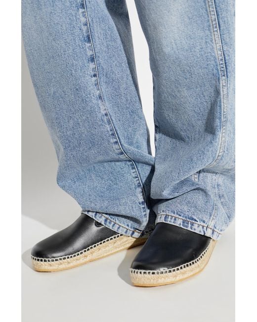 Balmain Black Leather Espadrilles for men