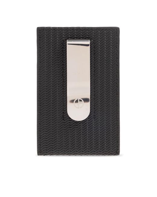 Giorgio Armani Black Card Case With Note Clip for men