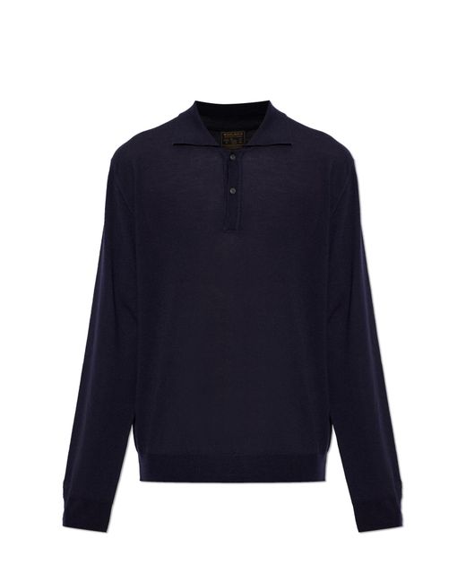 Woolrich Blue Wool Polo for men