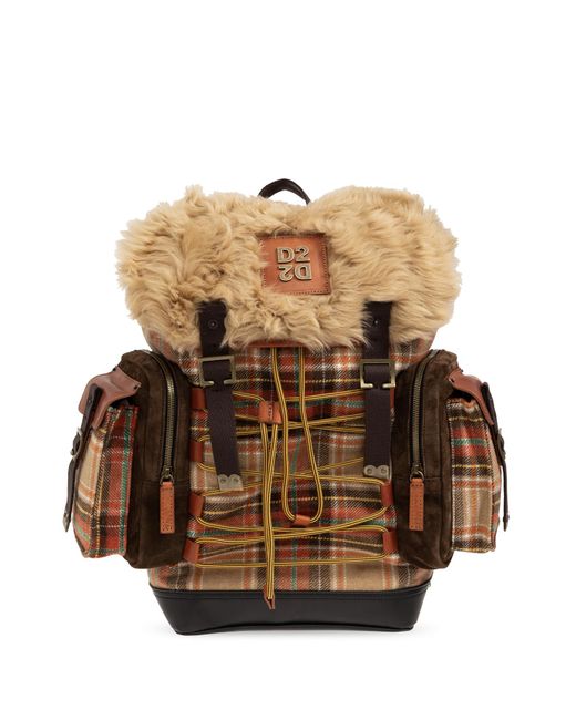 DSquared² Brown Backpack With Multiple Pockets for men