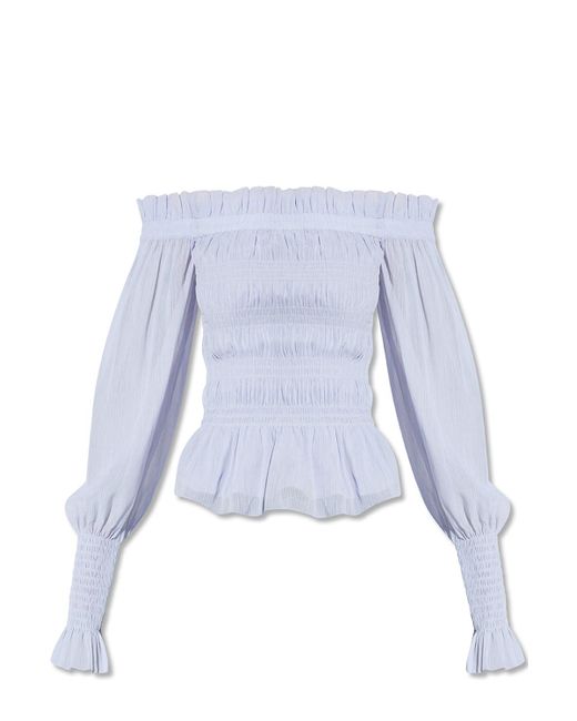 AllSaints Blue 'lara' Top With Puff Sleeves