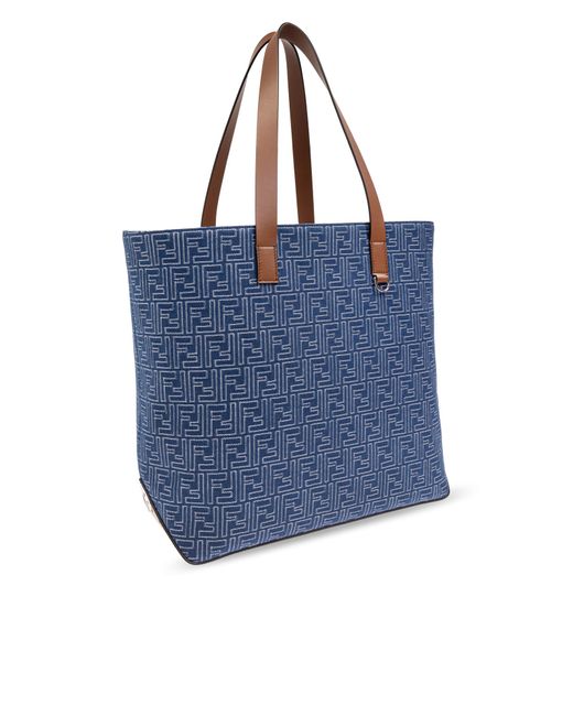 Fendi Blue Shopper Bag "Ff Medium" for men