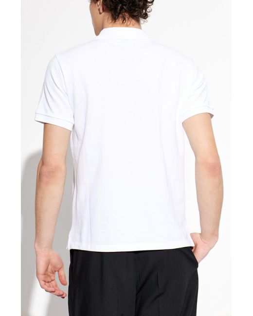 AMI White Polo With Embroidered Logo for men