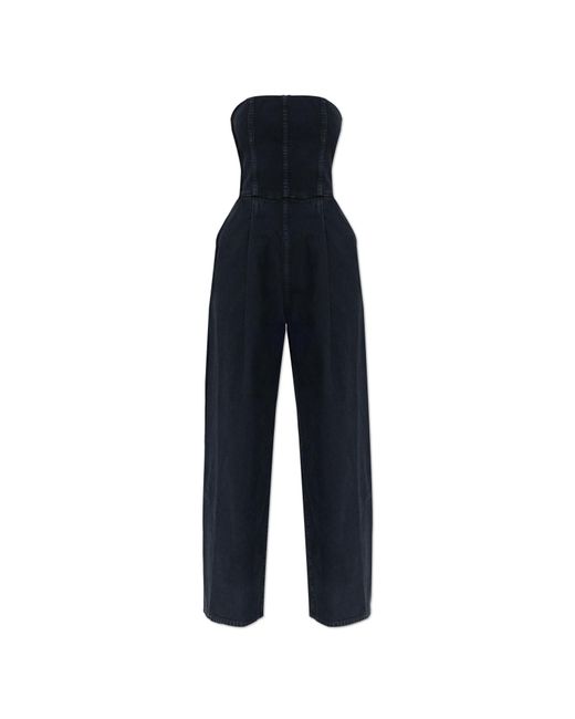 Agolde Blue Strapless Denim Jumpsuit