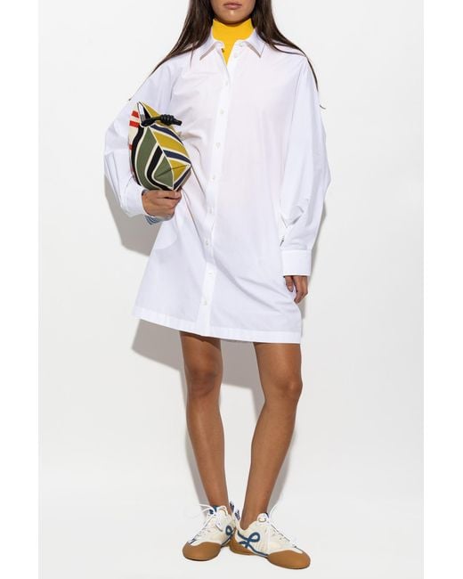 Loewe White Dress With Wide Sleeves