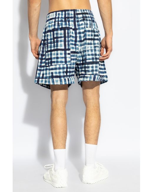 Bottega Veneta Blue Plaid Pattern Shorts for men