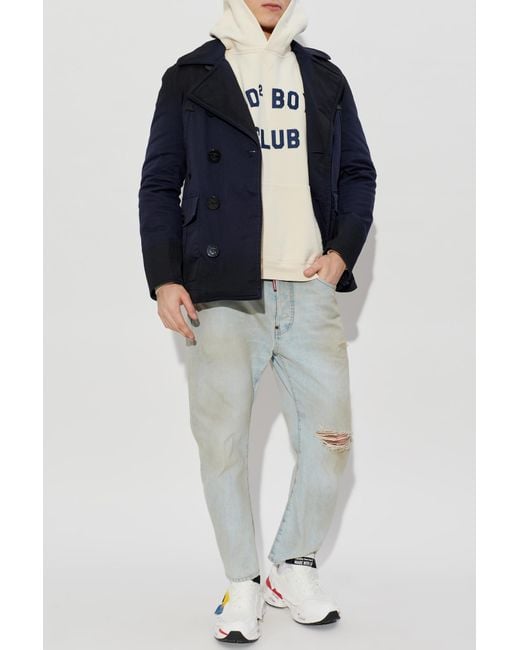 DSquared² Blue Double-Breasted Coat for men