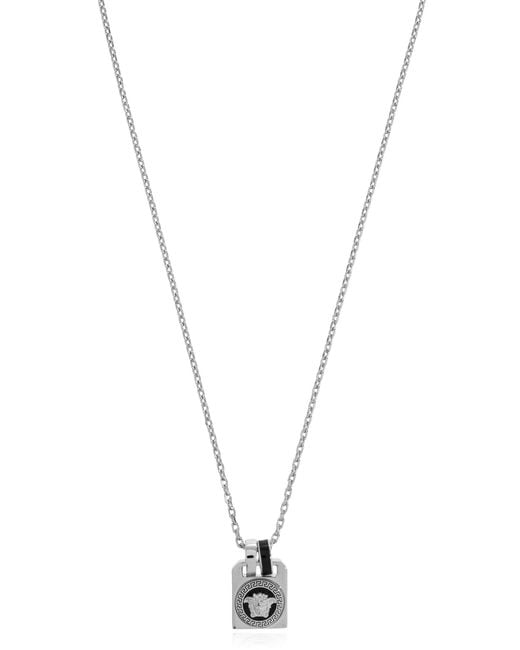 Versace Blue Necklace With Medusa Head for men