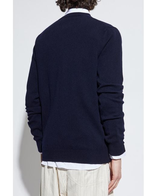 COMME DES GARÇONS PLAY Blue V-Neck Sweater for men