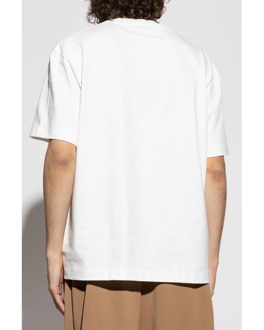LACOSTE RUNWAY Natural T-Shirt With Printed Logo for men