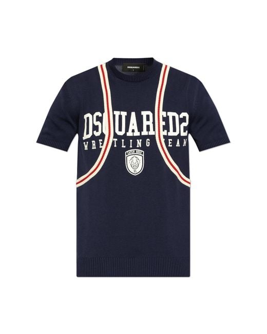 DSquared² Blue Sweater With Logo for men