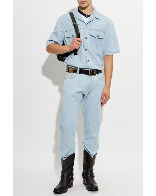 Versace Blue Straight-Leg Jeans for men