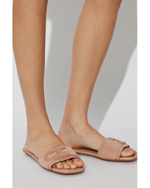 Hogan White Leather Slides 'H685'