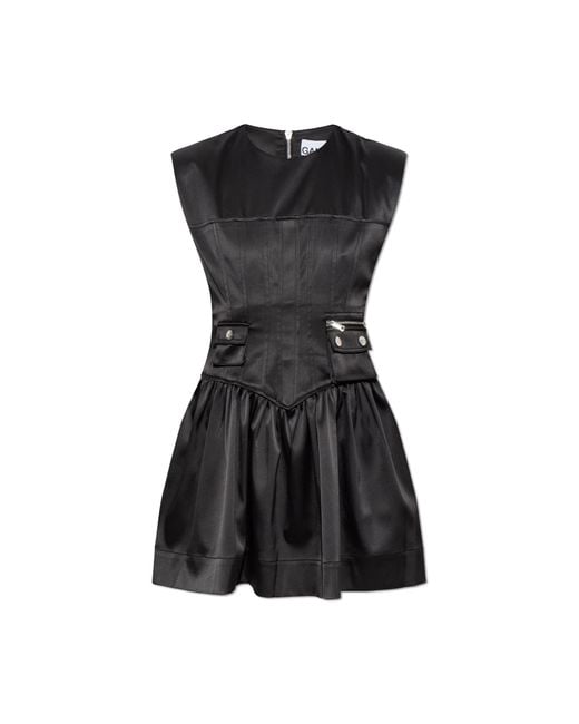 Ganni Black Dress With Pockets