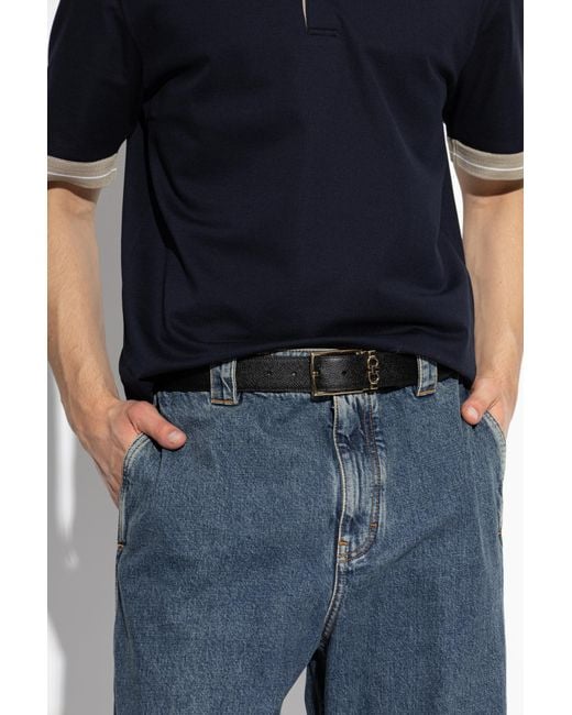 Ferragamo Black Leather Belt for men