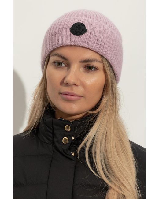 Moncler Pink Cap With Logo Patch
