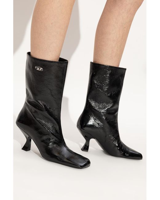 DIESEL Black Heeled Ankle Boots 'D-Amber Tube 75'