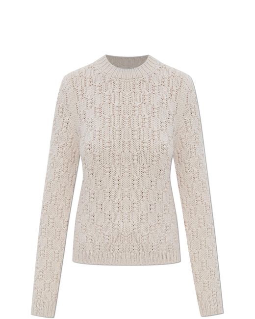 Moncler White Sweater With A Decorative Knit