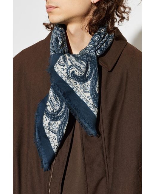 Etro Blue Woolen Scarf for men