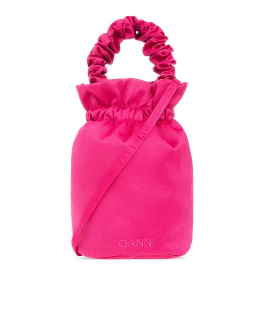 Ganni Pink Satin Shoulder Bag