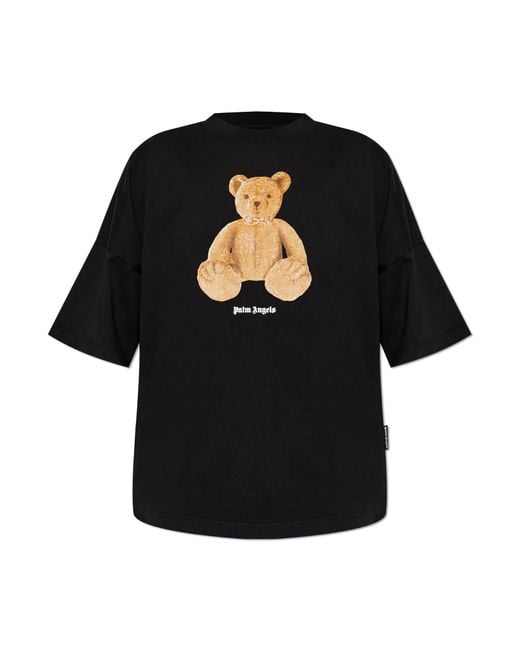 Palm Angels Black T-Shirt With Printed Logo for men
