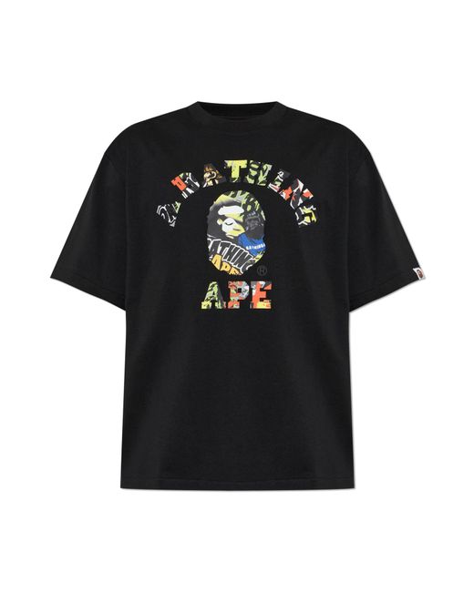 A Bathing Ape Black T-Shirt With Logo for men