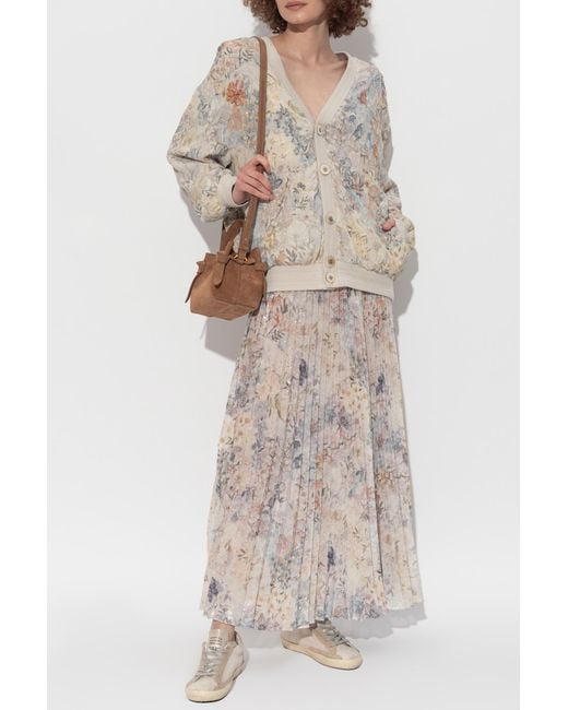 Golden Goose Deluxe Brand White Pleated Skirt Finished With Sequins