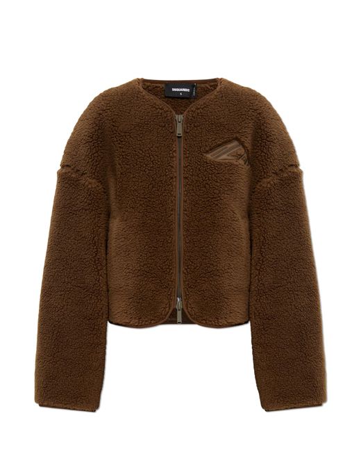 DSquared² Brown Fleece Jacket With Logo