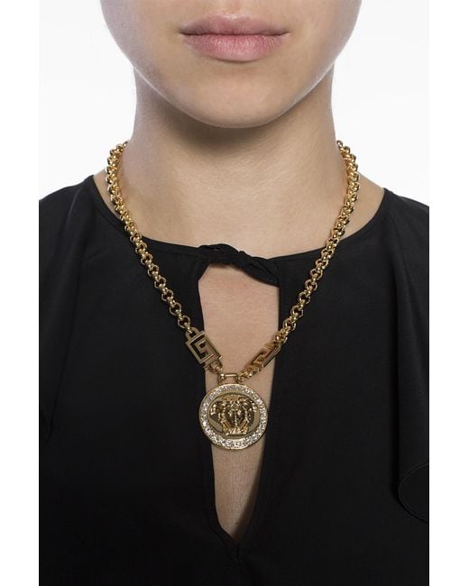 Versace Metallic Necklace With Charm