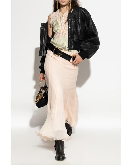 Chloé Natural Silk Top With Lace Inserts