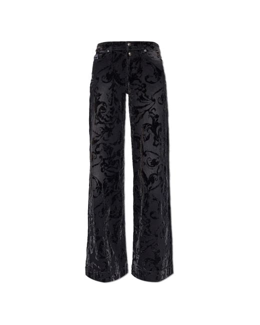 Versace Jeans Couture Black Jeans With A Velvet Pattern