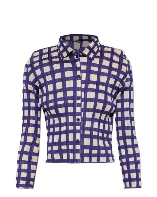 Pleats Please Issey Miyake Blue Pleated Shirt