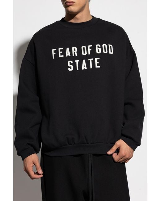 Fear Of God Black Sweatshirt With Embroidered Logo for men