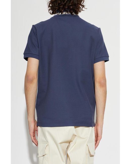 Moncler Blue Polo With Logo Patch for men