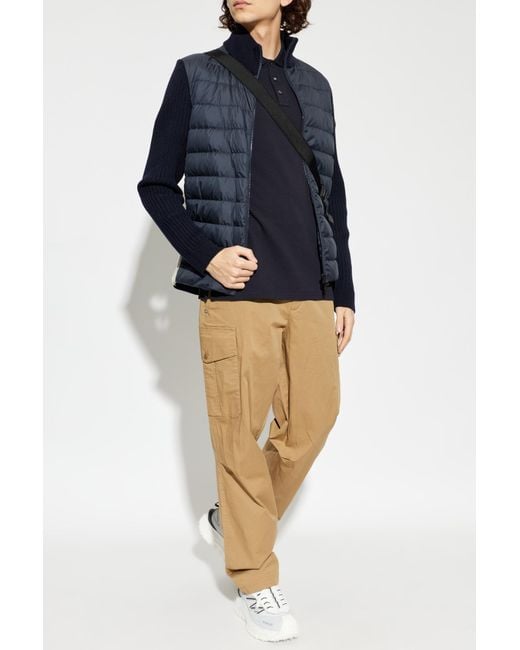 Moncler Blue Cardigan With Down Front for men