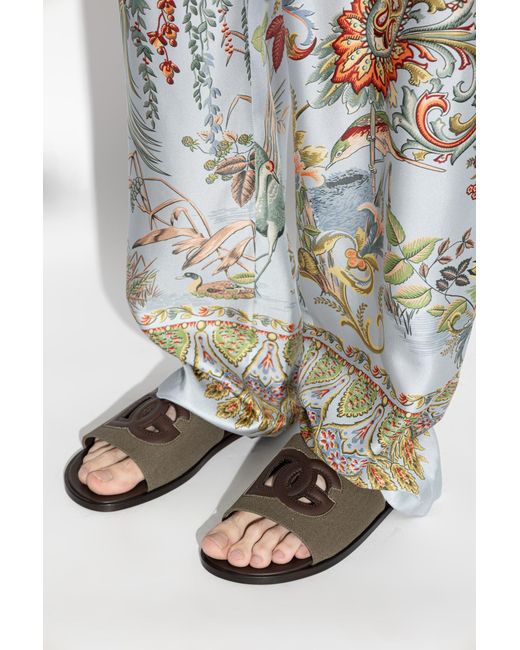 Dolce & Gabbana Brown Leather Slides for men