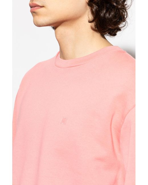 Acne Pink Sweatshirt With Patch for men