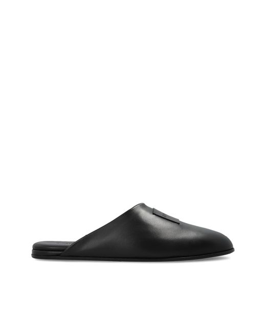 Givenchy Black Leather Slides With Logo
