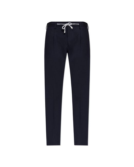 Eleventy Blue Wool Trousers With Tapered Legs for men